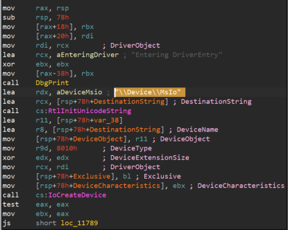 1. IDA symbolic link driver string